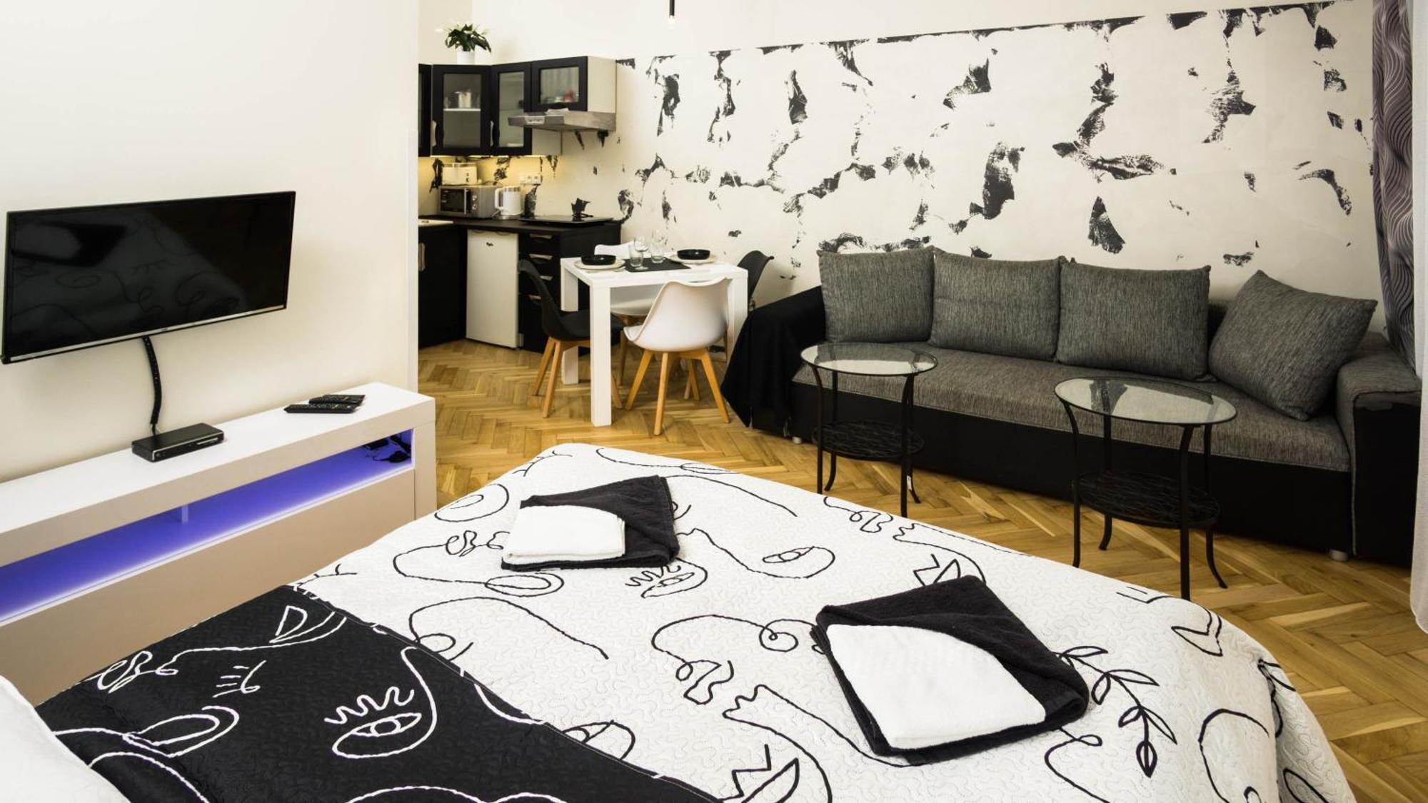 Black & White Apartment Prague By Wenceslas Square And Muzeum Apartment *