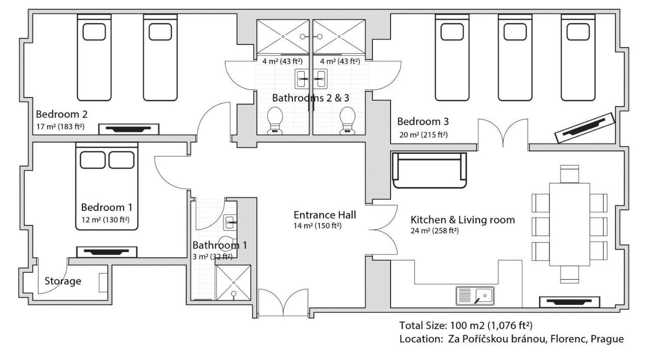 Florenc With 3-bathrooms & Bedrooms Apartment *