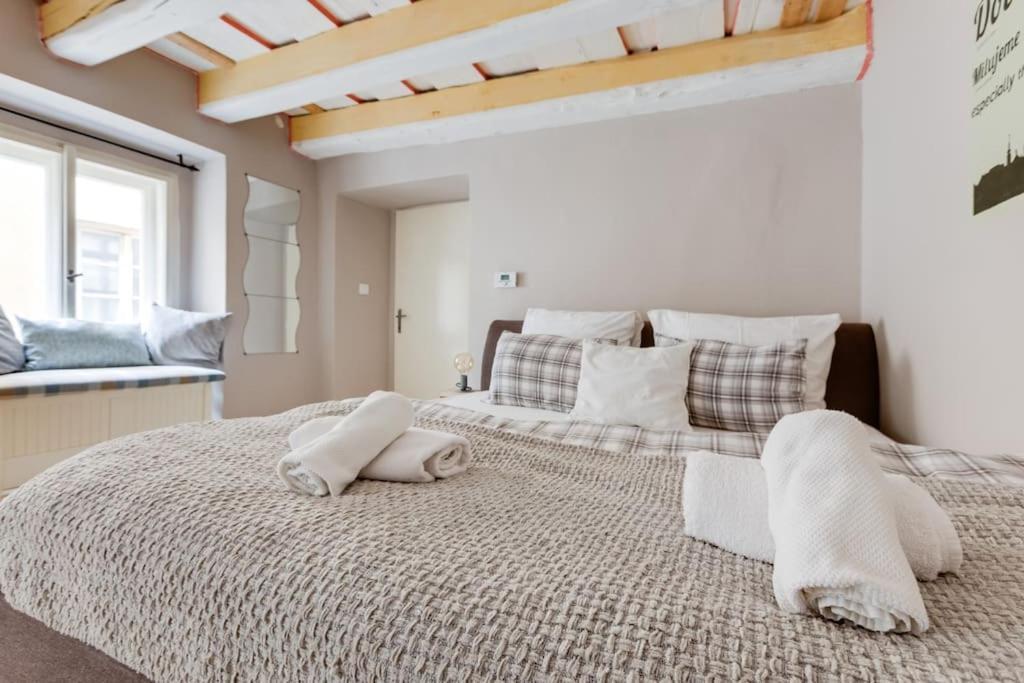 Old Crooked Beams Near Charles Bridge In Apartment