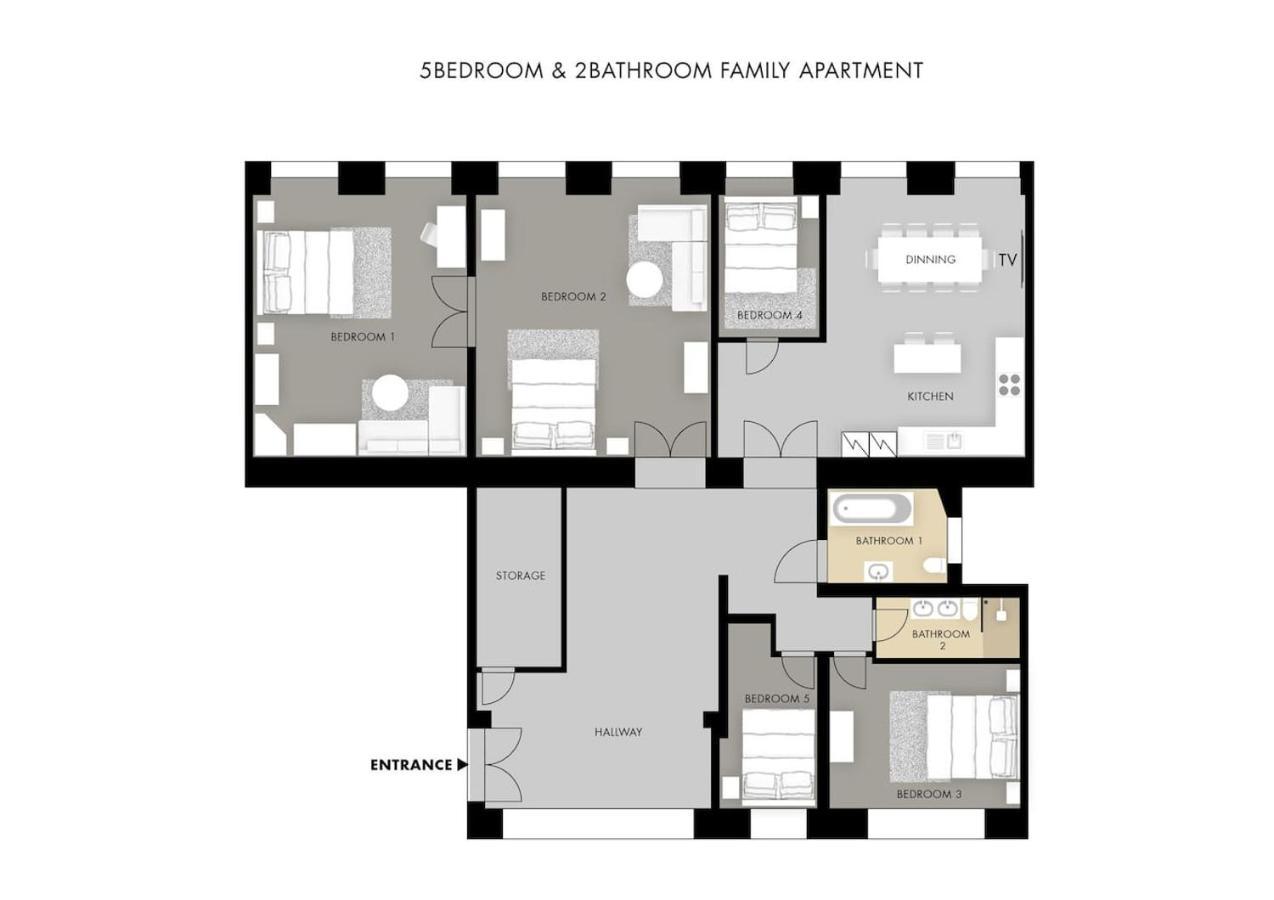 5br 2bath Family 5mins To Wenceslas Square * Praga
