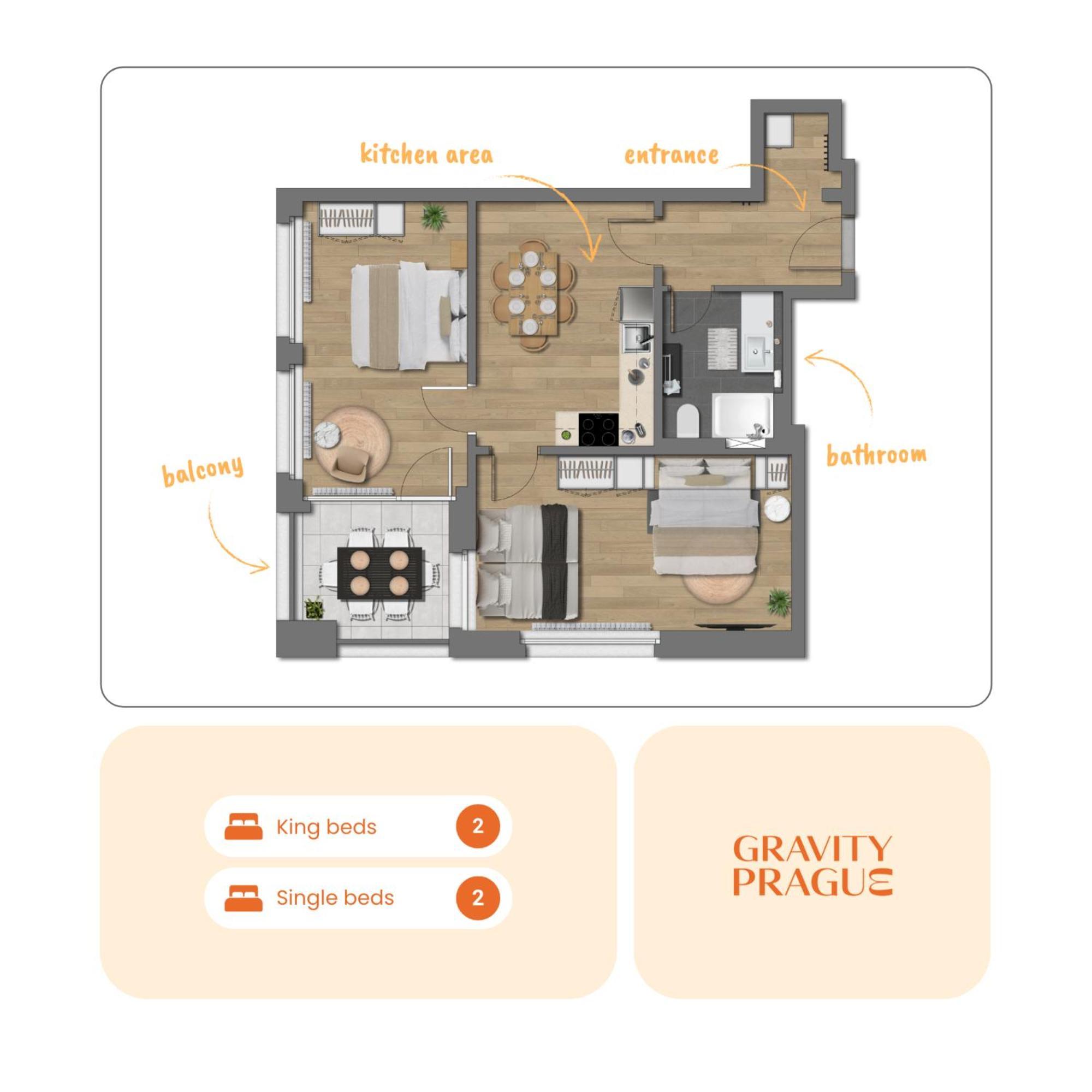 Bright 2br - 8th Floor, Balcony, Free Parking - By Gravity Apartment Prague